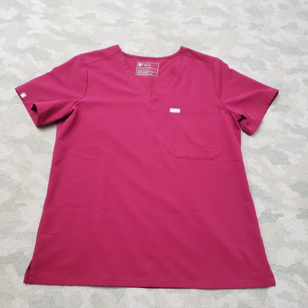 Figs Scrub Top Womens Large Violet Purple Short Sleeve Medical Catarina Nurse